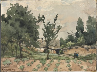 Landskab med bondegård af Henri-Joseph Harpignies