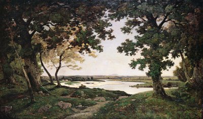 Skovklædt landskab med en sandflod, 1882 af Henri Joseph Harpignies
