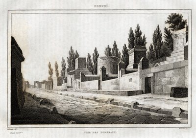 Vejen til gravene, i Pompei, gravering af Labrouste, i "Picturesque Italy"", Amable Coste-redaktør, Paris af Henri Labrouste