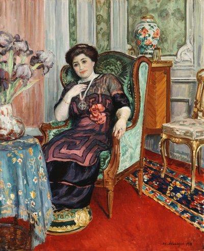 En kvinde, der sidder i en stol; Kvinde siddende i en lænestol, 1911 af Henri Lebasque