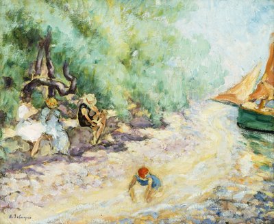 Badende ved siden af ​​en flod; Badende ved floden, af Henri Lebasque