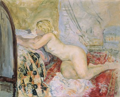 Nøgen liggende mod en seng, af Henri Lebasque