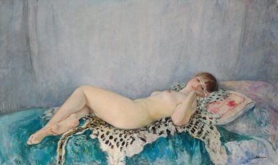 Nøgen på leopardhud, Le Cannet, 1926 af Henri Lebasque