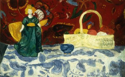 Stilleben med en dukke og frugt; Stilleben med dukke og frugt, af Henri Lebasque