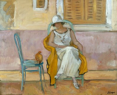 Kvinde i en hvid kjole; La Femme en Robe Blanche, ca. 1923 af Henri Lebasque