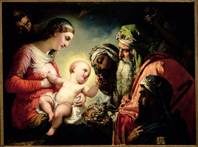 Tilbedelse af Magi, 1854 af Henri Lehmann