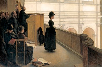 Øvelsen på korloftet (olie på lærred) af Henri Lerolle
