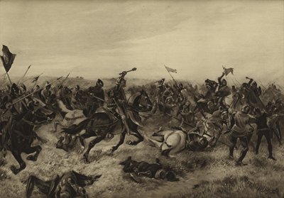 Slaget ved Agincourt; 1415 (dybtryk) af Henri Louis Dupray