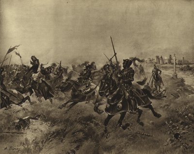 Battle of the Spurs, 1513 (dybtryk) af Henri Louis Dupray