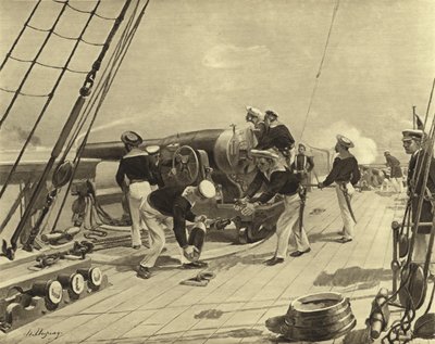 Bombardement af Alexandria, 1882 (dybtryk) af Henri Louis Dupray