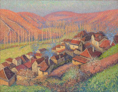Udsigt over centrum af Labastide du Vert; Udsigt over centrum af Labastide du Vert, ca. 1940 af Henri Martin