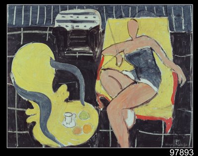 Danser og Rocaille-lænestol på sort baggrund af Henri Matisse
