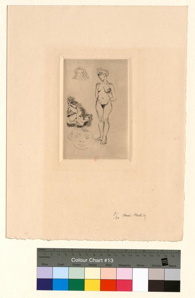 To nøgne figurer, to børnehoveder af Henri Matisse