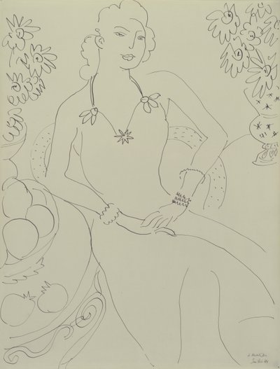 Tegning af en siddende kvinde af Henri Matisse