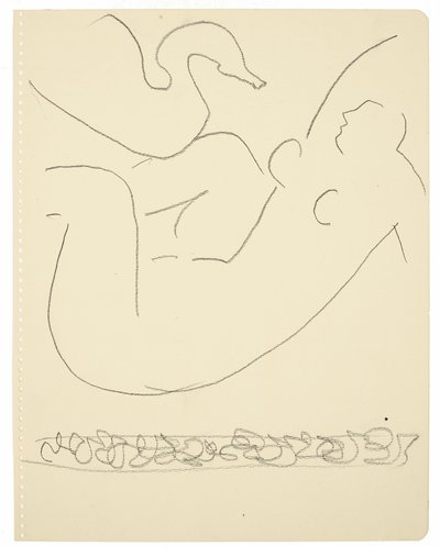 Studie (Leda og svanen) (sort Conté-kridt på papir) af Henri Matisse