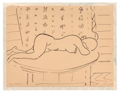 Nøgen kvinde ligger med ansigtet nedad på et bord af Henri Matisse