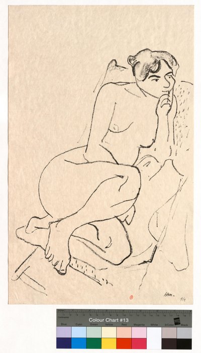Eftertænksom figur i en klapstol af Henri Matisse