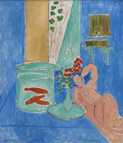 Guldfisk og skulptur af Henri Matisse