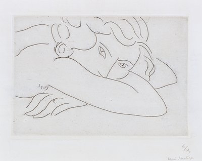 Hoved og arme af liggende nøgen person (radering) af Henri Matisse