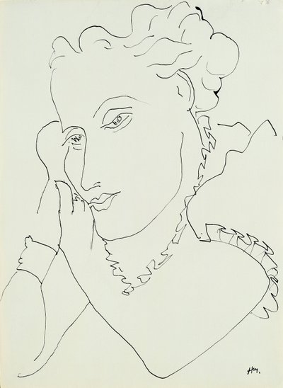 Hovedet af en kvinde med hænderne mod kinden af Henri Matisse