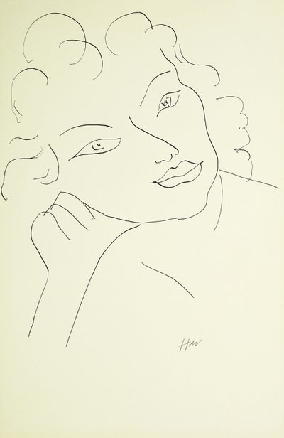 Head of a Young Woman (pen og sort blæk på papir) af Henri Matisse