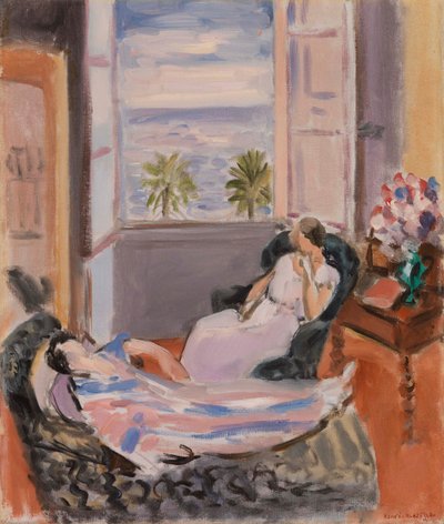 Interiør med to figurer, åbent vindue af Henri Matisse