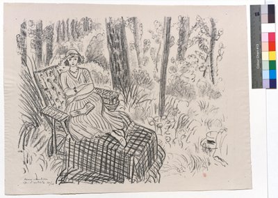 Ung pige på en chaiselong i underskoven af Henri Matisse