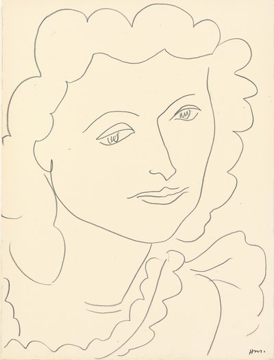 Stort hoved (Lucienne) (blyant på papir) af Henri Matisse