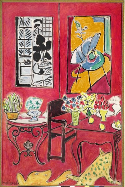 Stort rødt interiør af Henri Matisse