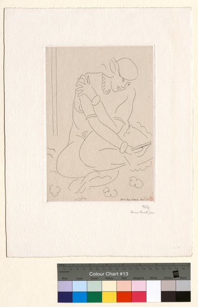 Huksiddende nøgen, hånd på skulderen af Henri Matisse
