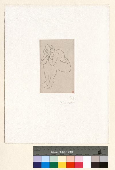 Siddende nøgen, overkroppen støttet mod knæene af Henri Matisse