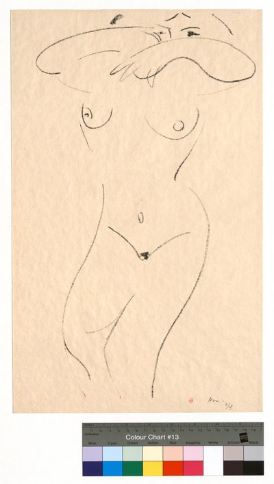Set liggende, med armene foran øjnene af Henri Matisse