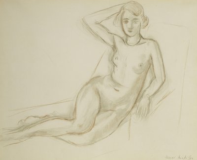 Nøgen, der sidder på en tilbagelænet stol; Nu Assis sur une Chaise Longue af Henri Matisse