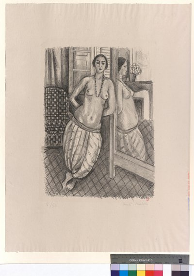 Odaliske i stribede bukser, spejlet i et spejl af Henri Matisse
