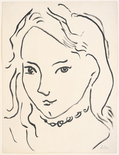 Portræt af Marguerite, ca. 1906-1907 (pensel og tusch på papir) af Henri Matisse