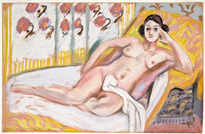 Liggende nøgen (Nu Allonge) c.1925 (pastel på flocket papir) af Henri Matisse