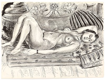 Liggende nøgen på en brasero, ca. 1926-1927 (pen og tusch på papir) af Henri Matisse