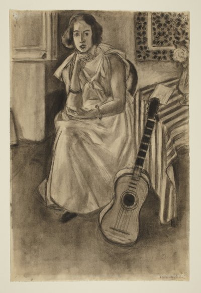 Siddende model med en guitar af Henri Matisse