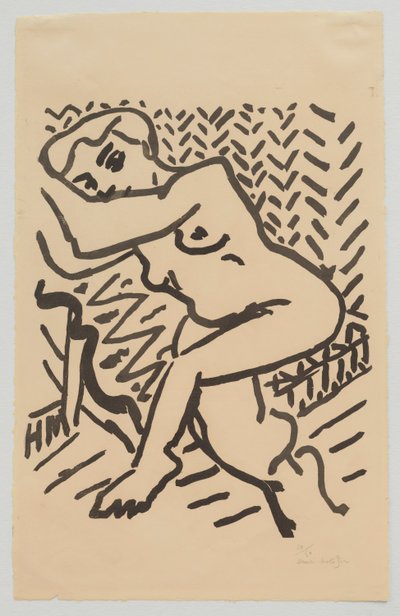 Siddende nøgenfigur [Lille lys træsnit] af Henri Matisse
