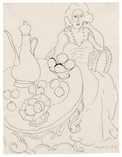 Siddende kvinde foran et serveringsbord af Henri Matisse