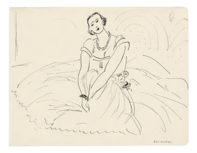 Siddende kvinde med fuldskørtet kjole af Henri Matisse