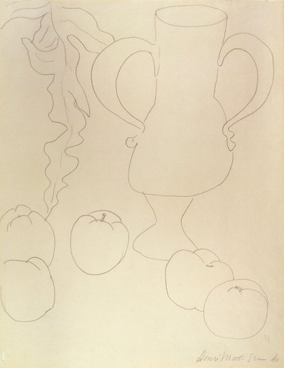 Stilleben med kande og ferskner af Henri Matisse