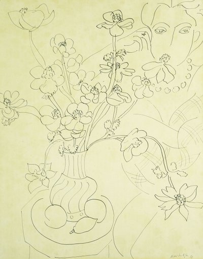 Studie til Anemoner og kvinde, Harmoni i blåt af Henri Matisse