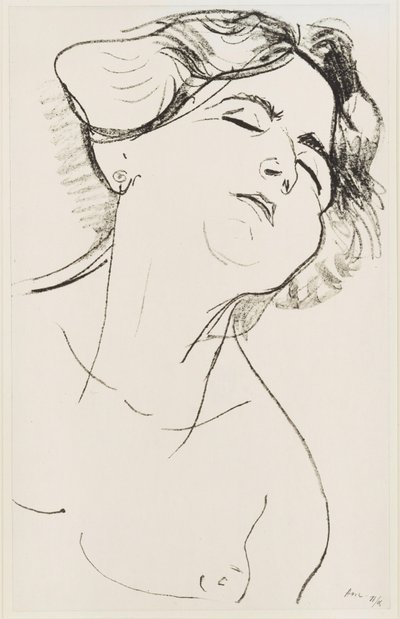 Kvindehoved med lukkede øjne af Henri Matisse