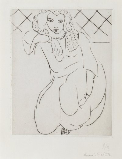 Orientalsk kvinde med slør knæler af Henri Matisse