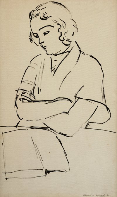 Woman Reading, ca. 1922 (pen og sort blæk på papir) af Henri Matisse