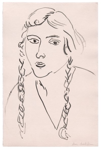 Ung pige med fletninger af Henri Matisse