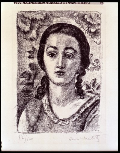 Ung pige med brune krøller af Henri Matisse
