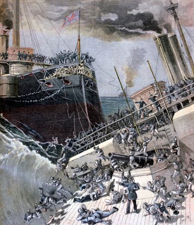 En ulykke ombord på Victoria, 22. juni 1893. af Henri Meyer