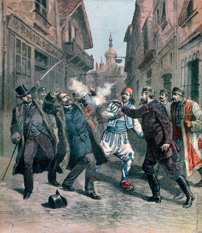 Mordet på M Beltchef i nærværelse af hr. Stambouloff, Bulgarien, 1891 af Henri Meyer